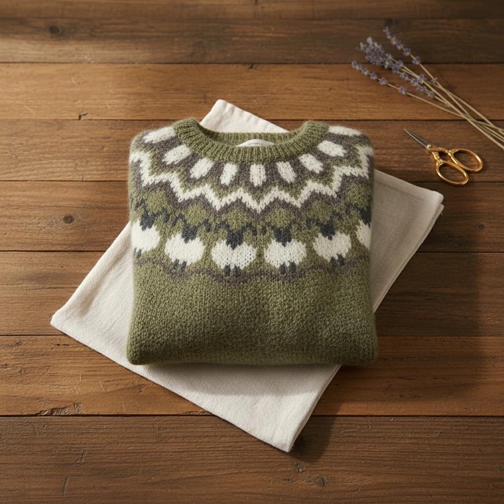 Ivy Manhattan | Cotton Sweater Olive Sheep