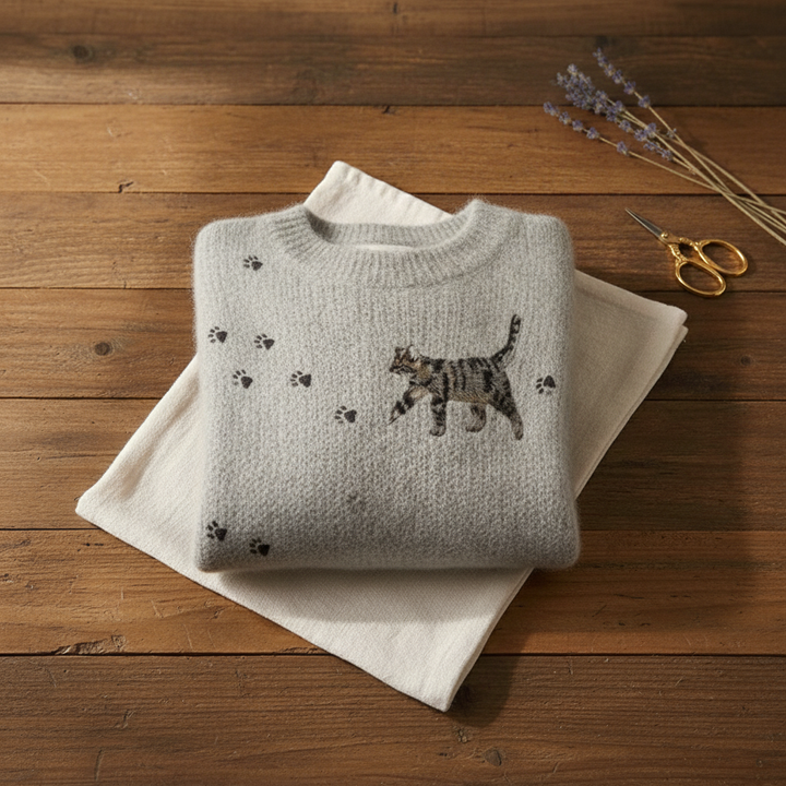 Ivy Manhattan | Cotton Sweater Gray Kittens