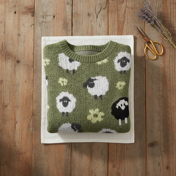 Ivy Manhattan | Cotton Sweater Green Sheep