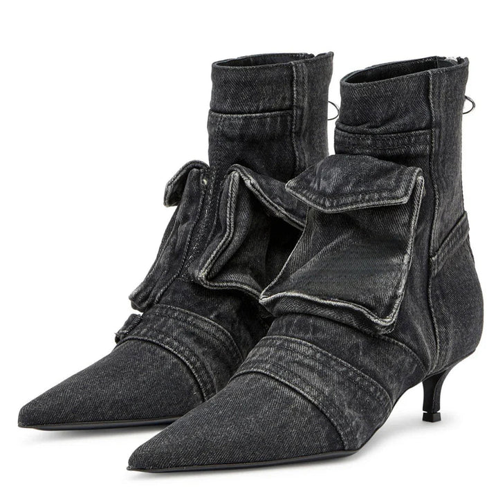 Vega - Cargo Design Booties in Denim Fabric