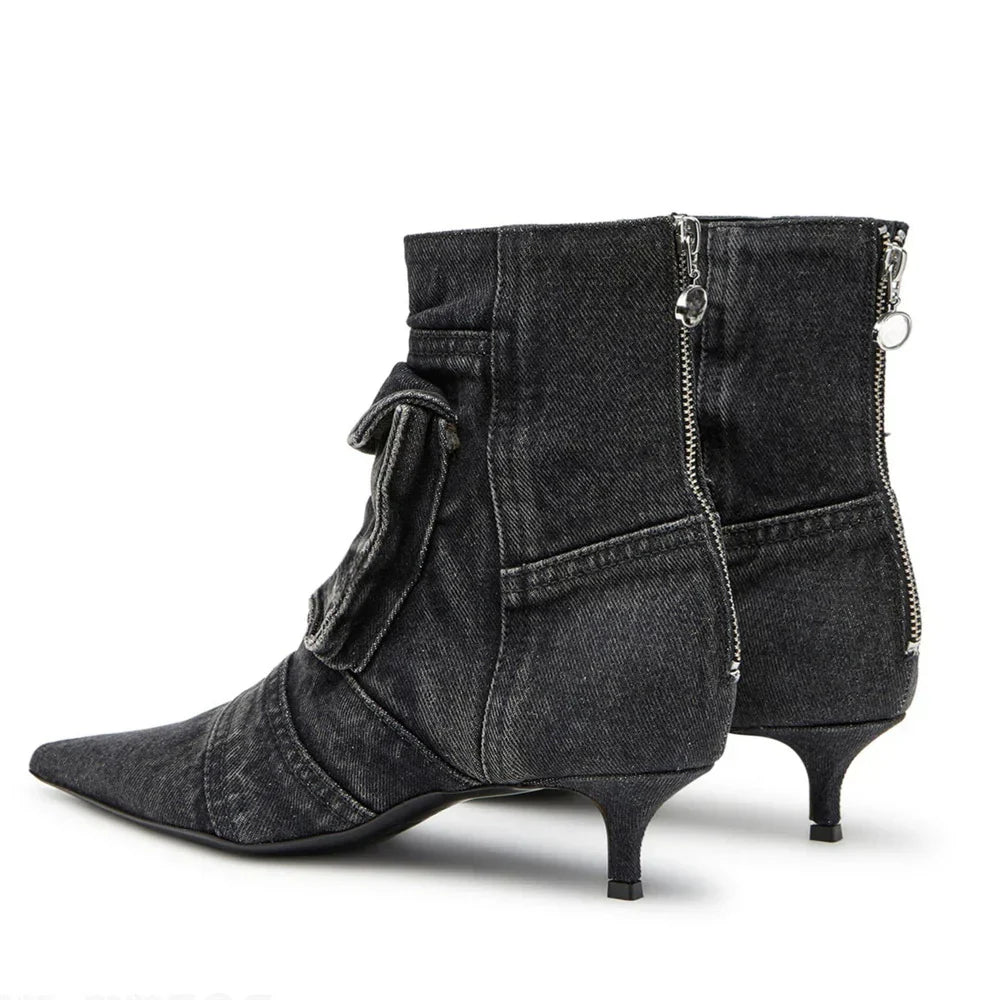 Vega - Cargo Design Booties in Denim Fabric