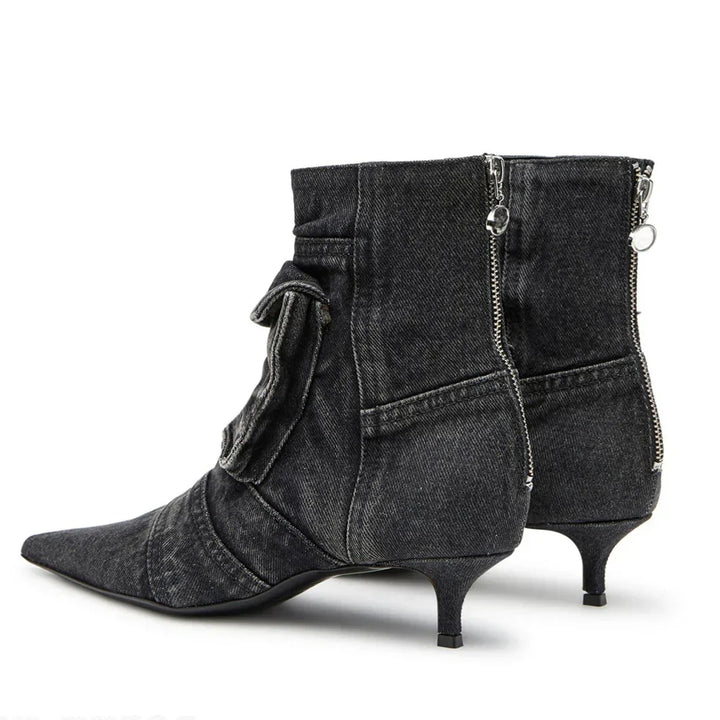 Vega - Cargo Design Booties in Denim Fabric