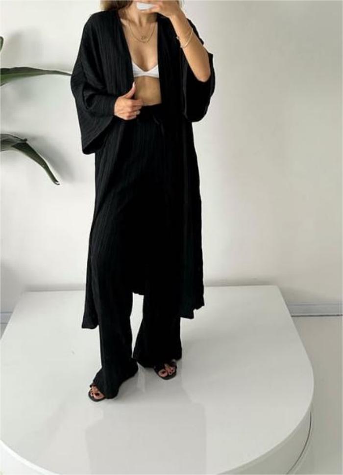 Margrete | Women's Wide Leg Kimono Two-Piece Set