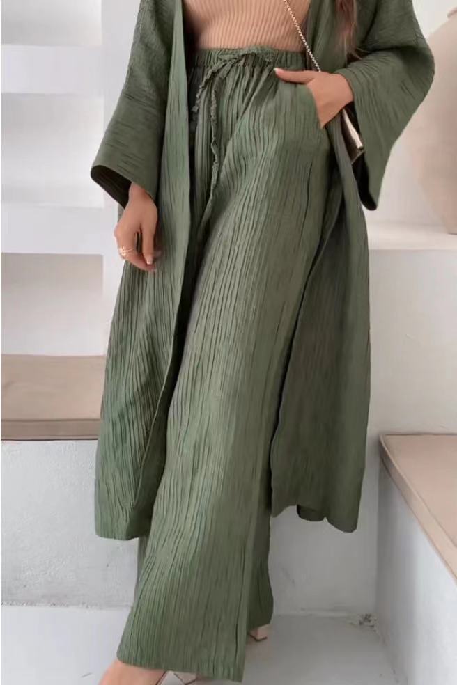 Margrete | Women's Wide Leg Kimono Two-Piece Set