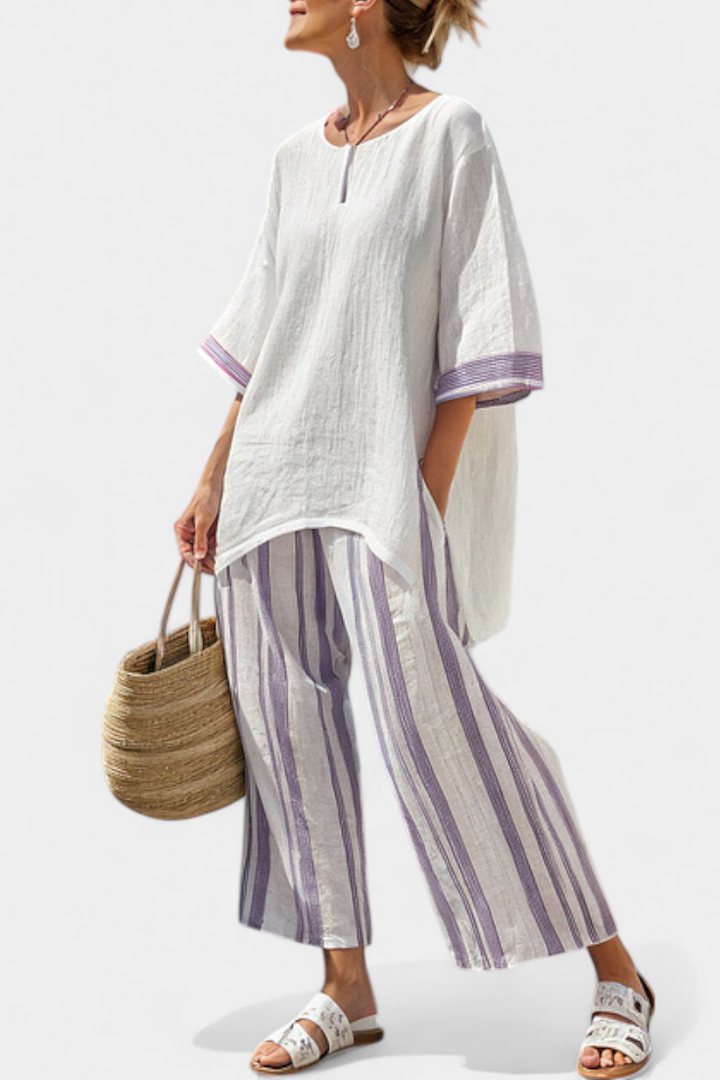 Mandela – comfortable blouse and striped bamboo pants