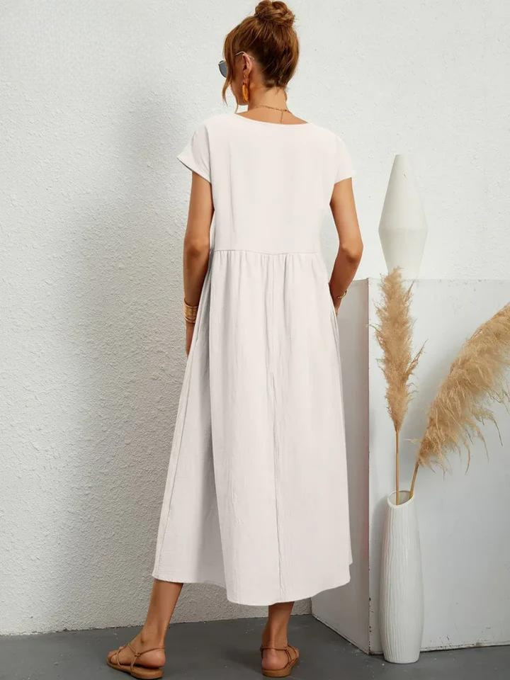 Maelis - Women's Loose Cotton-Linen Pocket Dress
