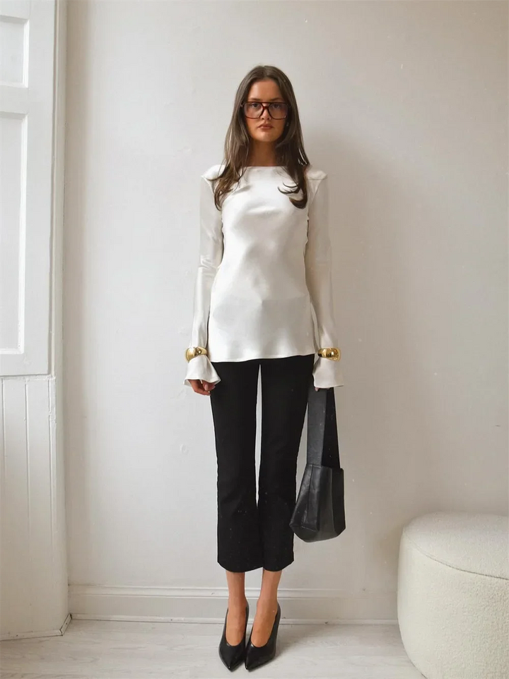 Ivy Manhattan | Satin Long-Sleeve Top