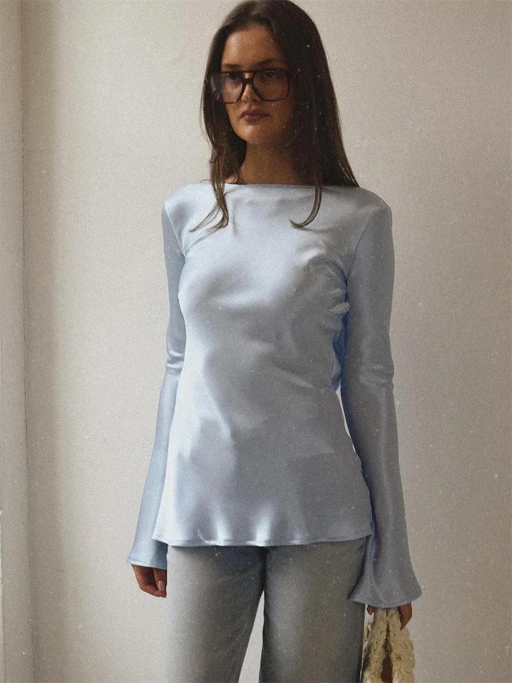 Ivy Manhattan | Satin Long-Sleeve Top