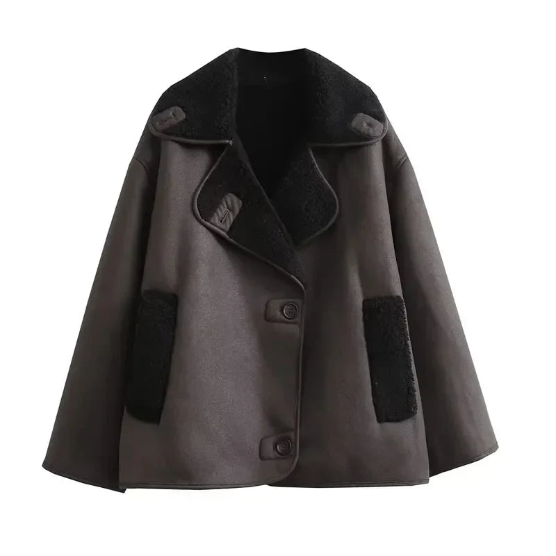 Auralith | Women's Winter Jacket with Wide Collar and Button Closure