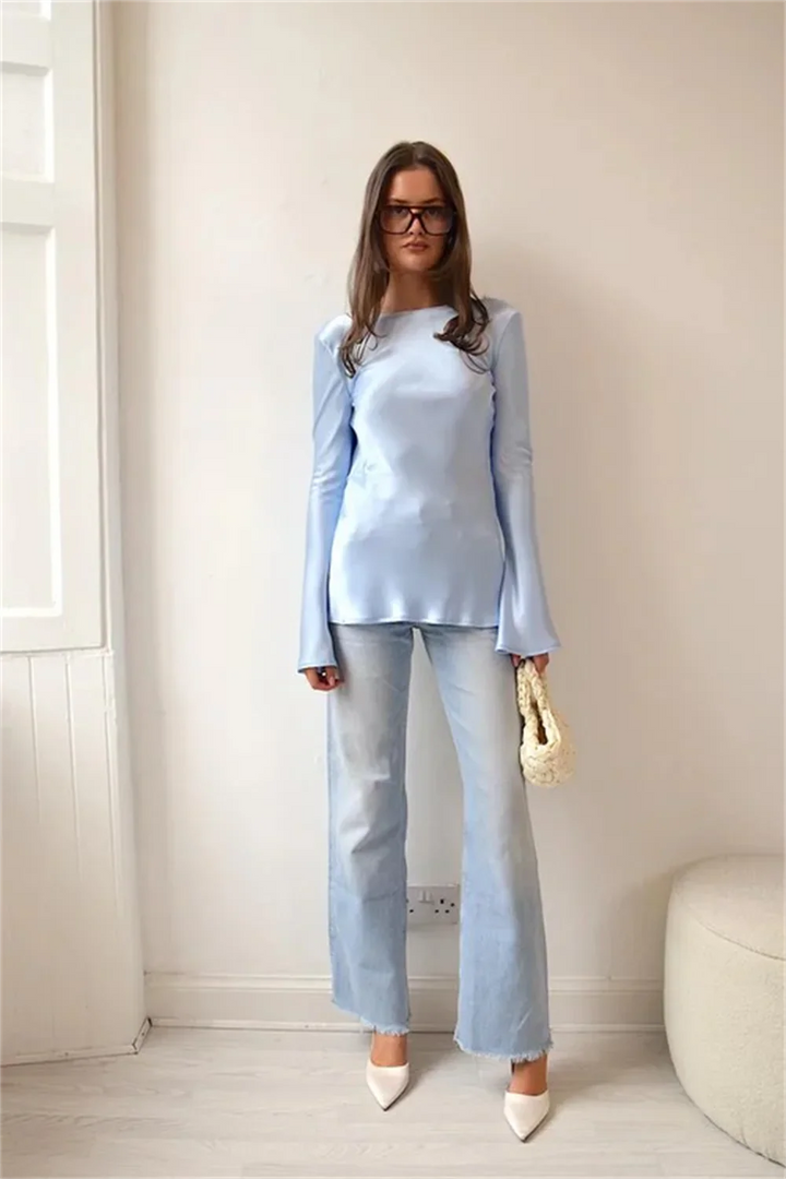 Ivy Manhattan | Satin Long-Sleeve Top