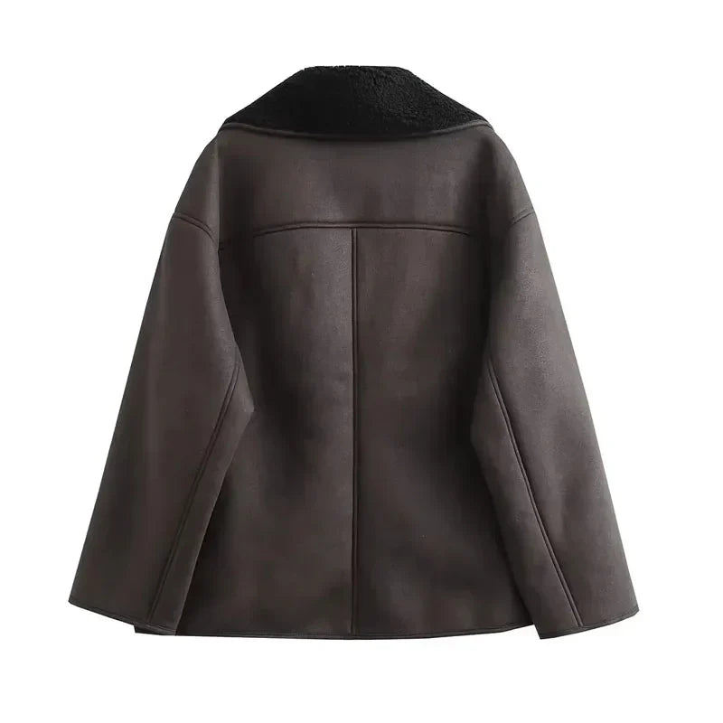 Auralith | Women's Winter Jacket with Wide Collar and Button Closure