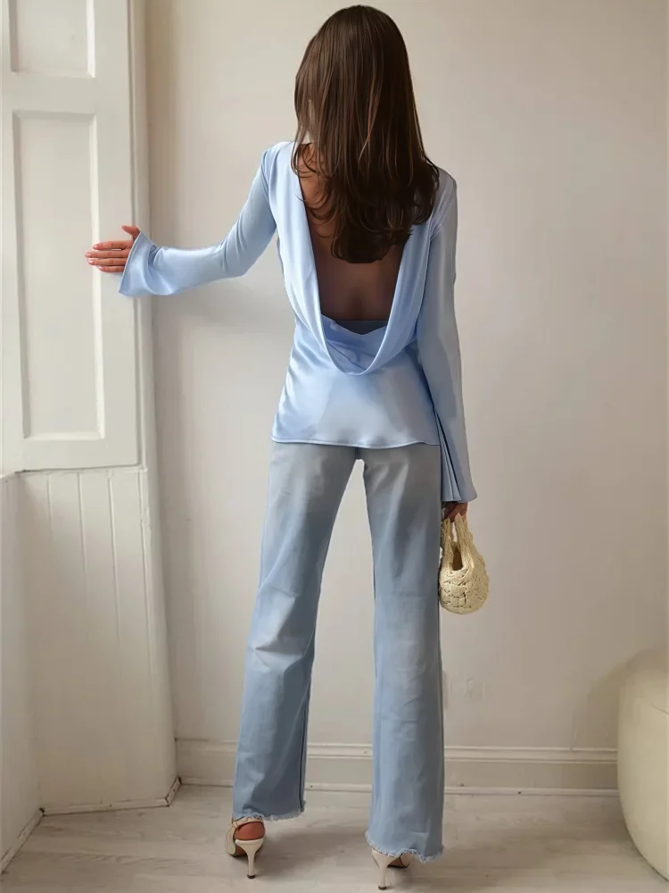 Ivy Manhattan | Satin Long-Sleeve Top