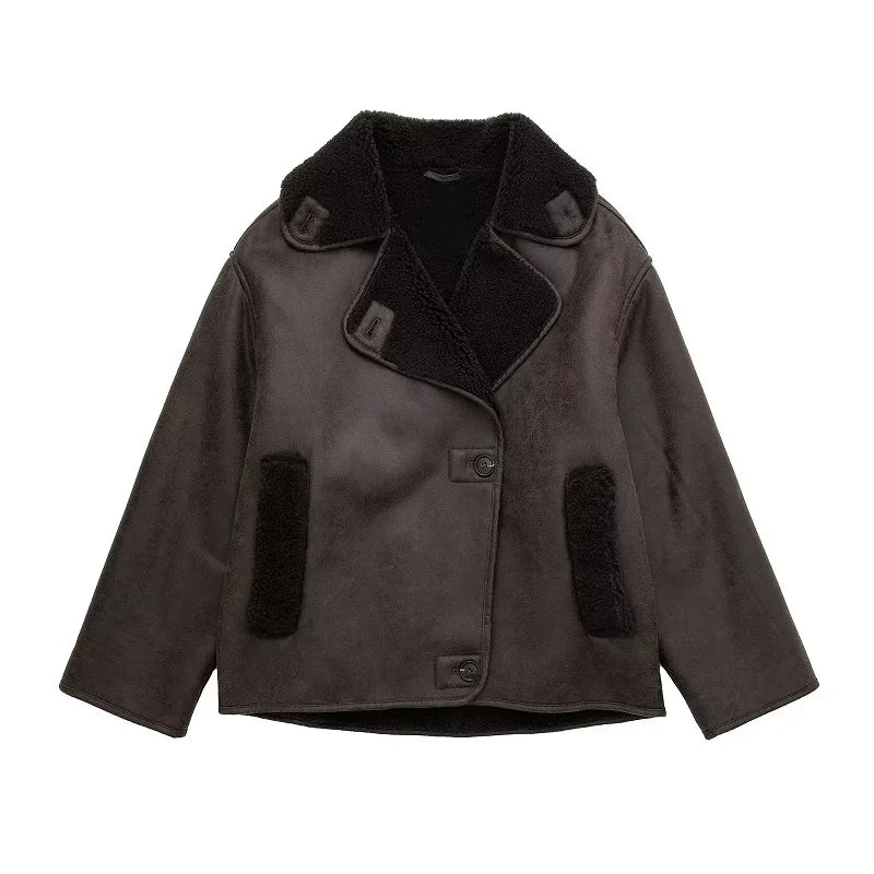 Auralith | Women's Winter Jacket with Wide Collar and Button Closure