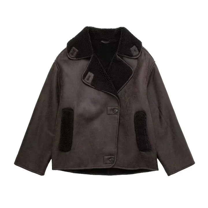 Auralith | Women's Winter Jacket with Wide Collar and Button Closure