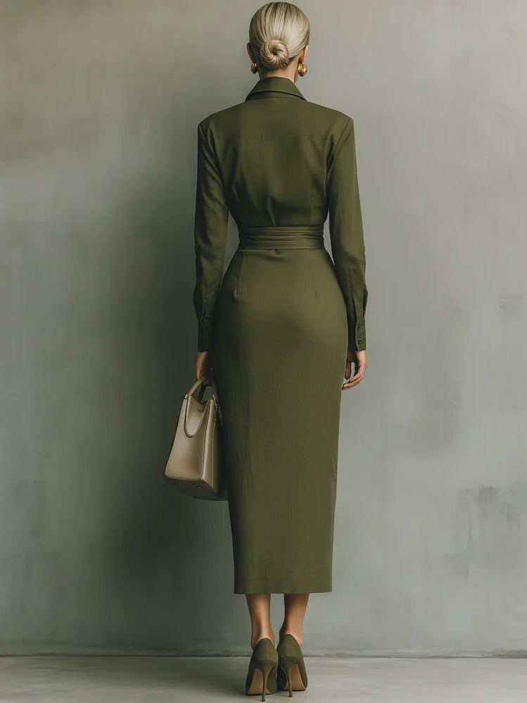 Noëlle™ | Maxi Dress in Military Green