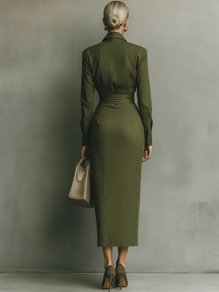 Noëlle™ | Maxi Dress in Military Green