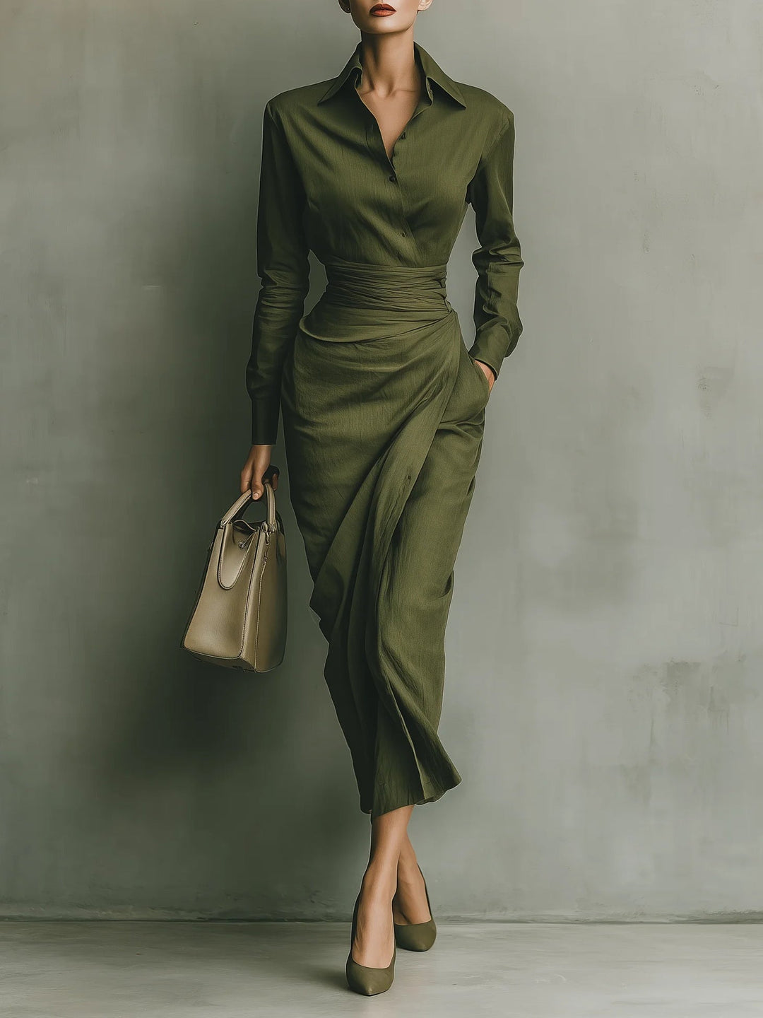 Noëlle™ | Maxi Dress in Military Green
