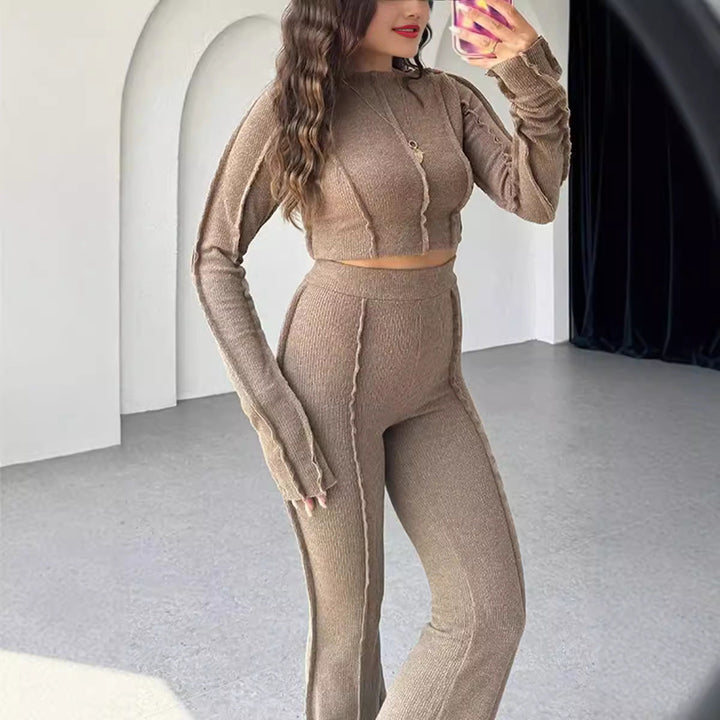 Alvilda | Women's Cropped Long Sleeve Two-Piece Set