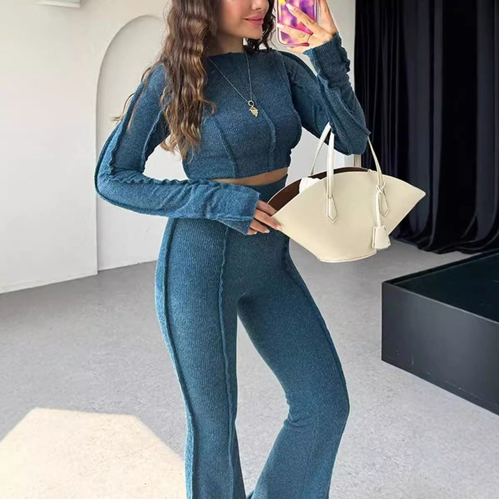 Alvilda | Women's Cropped Long Sleeve Two-Piece Set