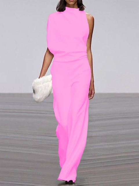 Arnhild | One Shoulder Wide Leg Jumpsuit Set