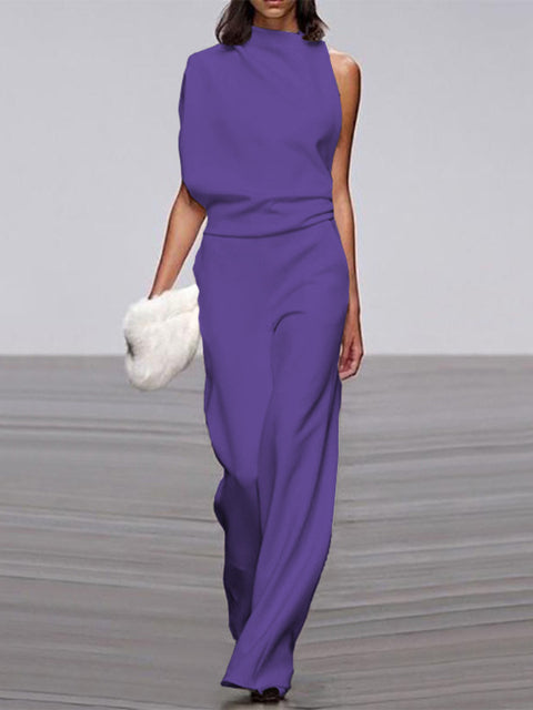 Arnhild | One Shoulder Wide Leg Jumpsuit Set