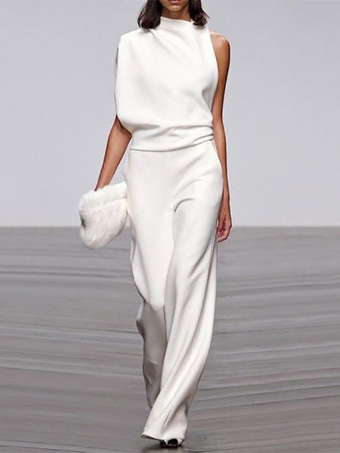 Arnhild | One Shoulder Wide Leg Jumpsuit Set