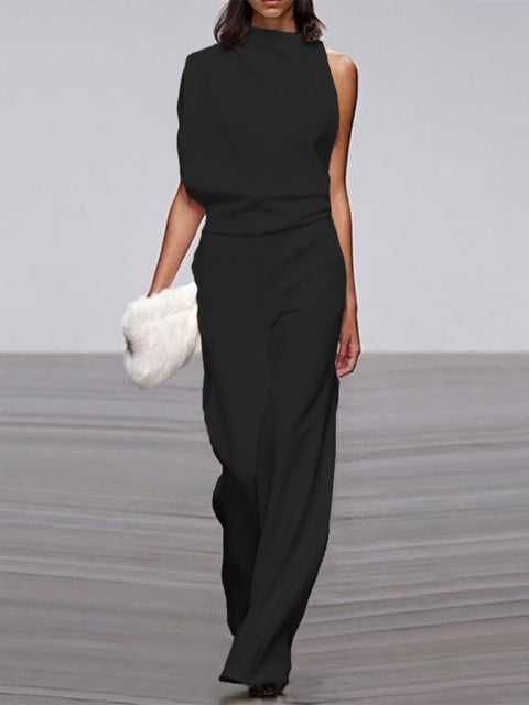 Arnhild | One Shoulder Wide Leg Jumpsuit Set