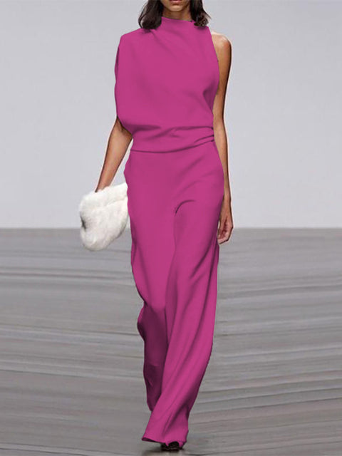 Arnhild | One Shoulder Wide Leg Jumpsuit Set