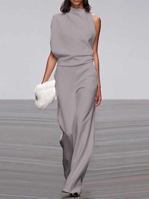 Arnhild | One Shoulder Wide Leg Jumpsuit Set
