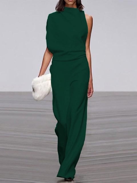 Arnhild | One Shoulder Wide Leg Jumpsuit Set