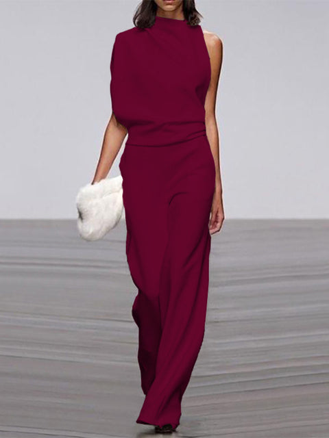 Arnhild | One Shoulder Wide Leg Jumpsuit Set