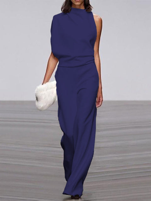 Arnhild | One Shoulder Wide Leg Jumpsuit Set