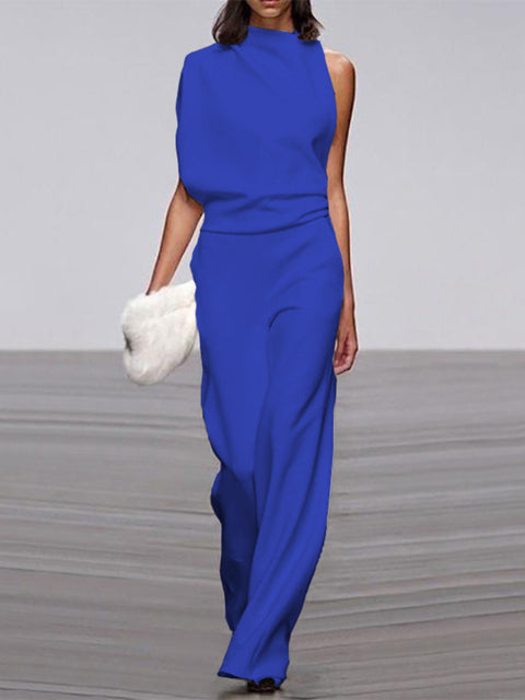 Arnhild | One Shoulder Wide Leg Jumpsuit Set