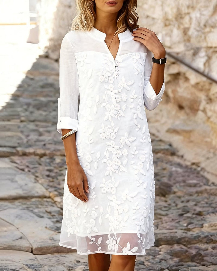 Heavy-Duty Embroidered Solid Color Dress