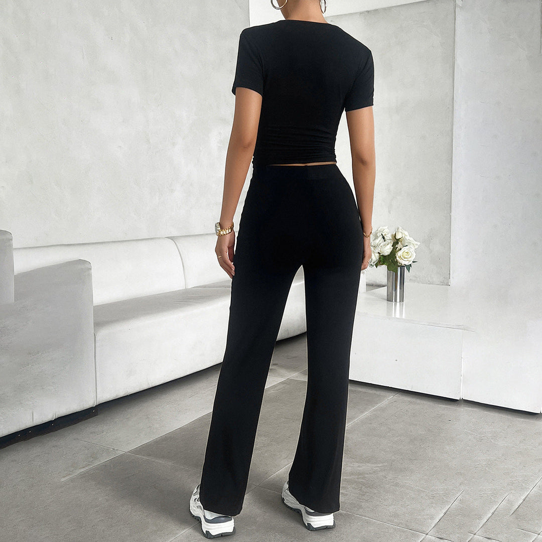 Dagny | Women's Cropped Pants with Wide Legs Set