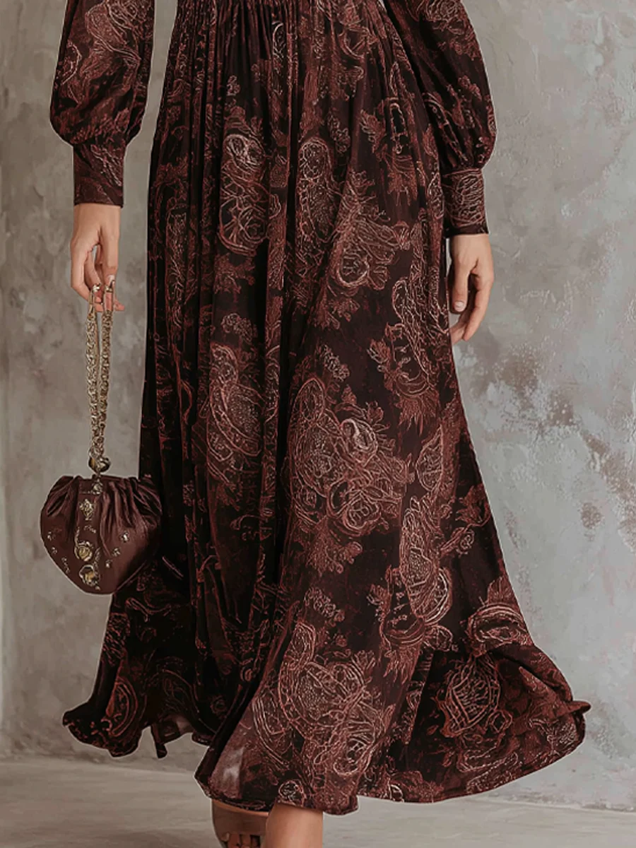 Ariane™ | Paisley Maxi Dress with Waist Accent