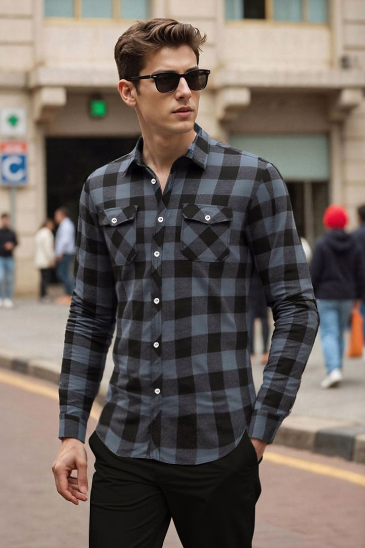Men's Long Sleeve Checkered Shirt | Ideal for Spring and Autumn