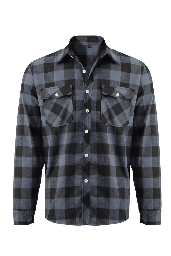 Men's Long Sleeve Checkered Shirt | Ideal for Spring and Autumn