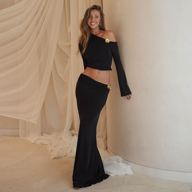 Ingebjørg | Women's One Shoulder Maxi Two-Piece Set