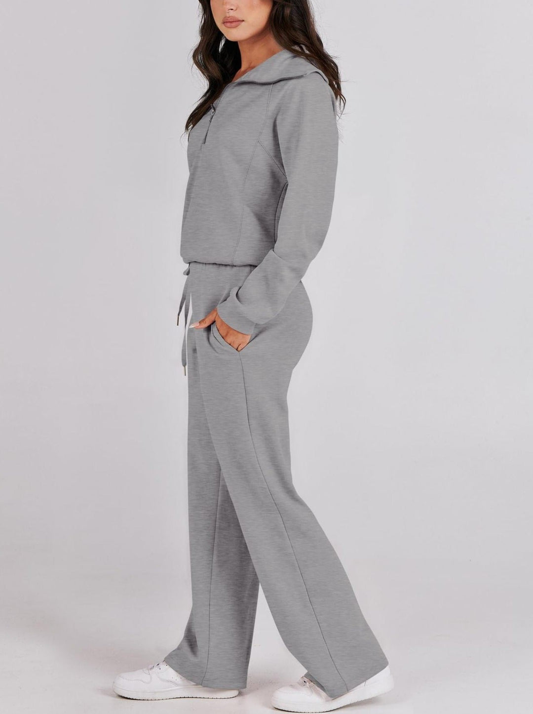 Sigfrid | Women's Pullover Top Sweat Set with Wide Leg Pants