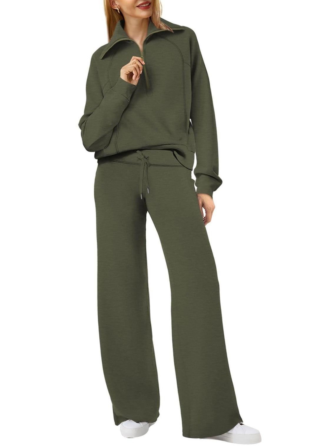Sigfrid | Women's Pullover Top Sweat Set with Wide Leg Pants