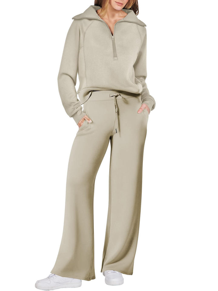 Sigfrid | Women's Pullover Top Sweat Set with Wide Leg Pants
