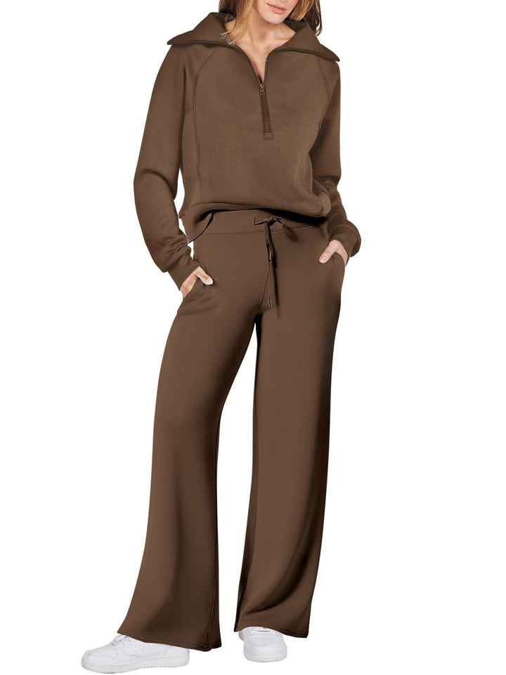 Sigfrid | Women's Pullover Top Sweat Set with Wide Leg Pants