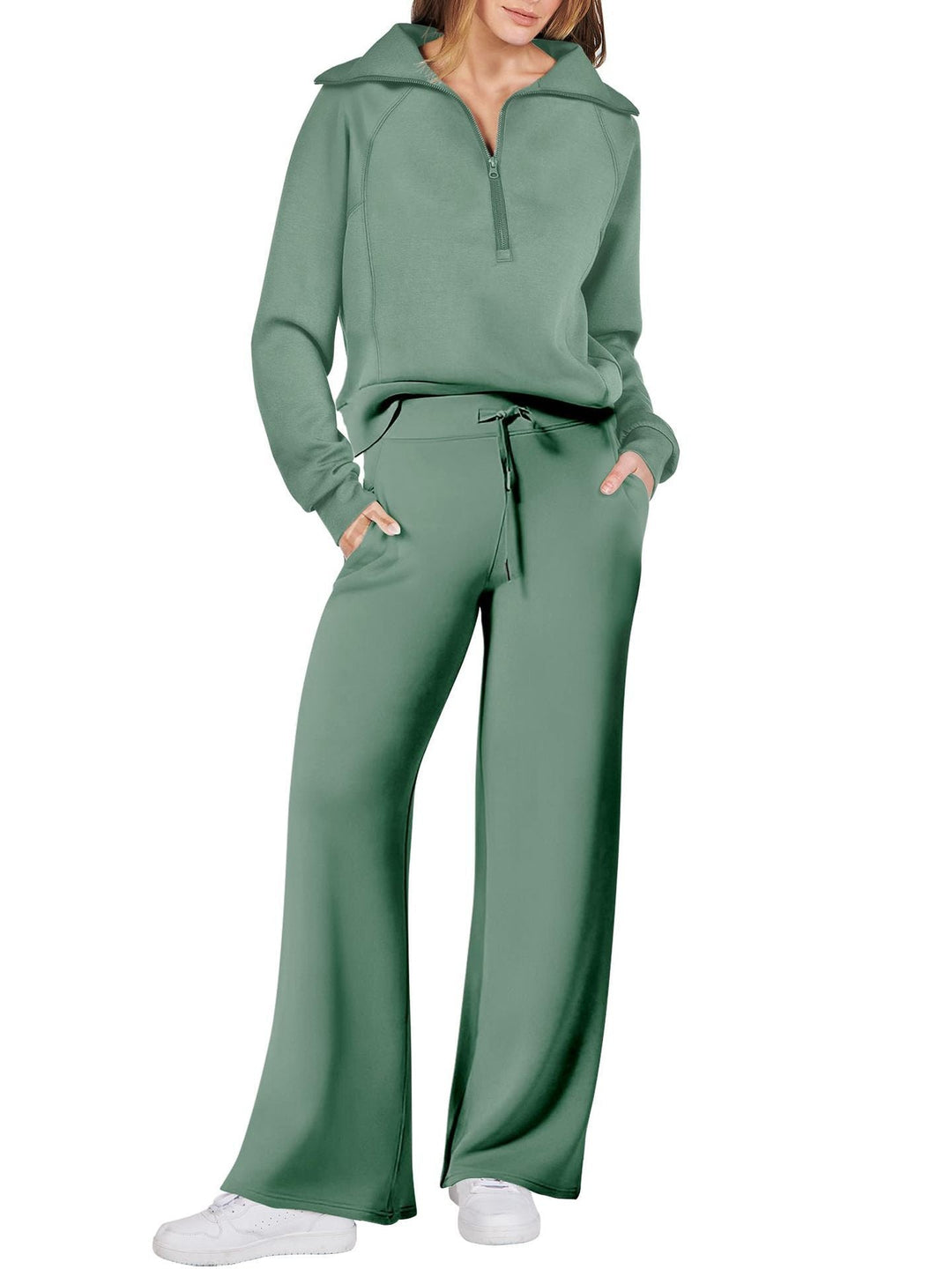 Sigfrid | Women's Pullover Top Sweat Set with Wide Leg Pants