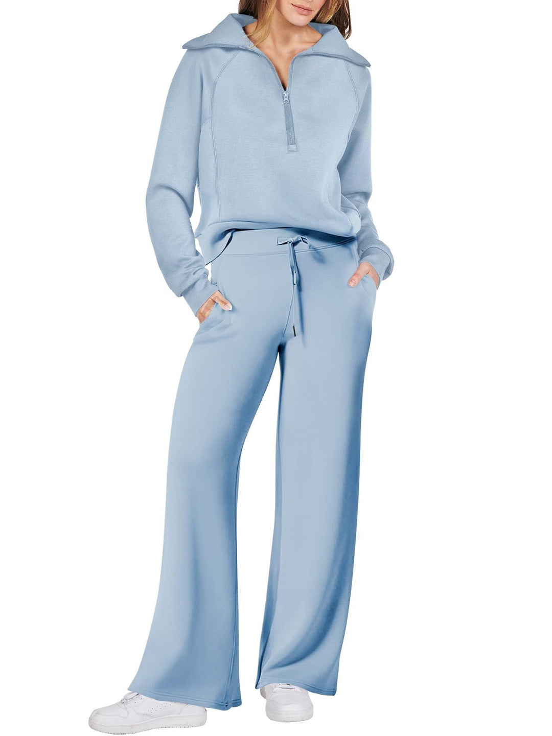 Sigfrid | Women's Pullover Top Sweat Set with Wide Leg Pants