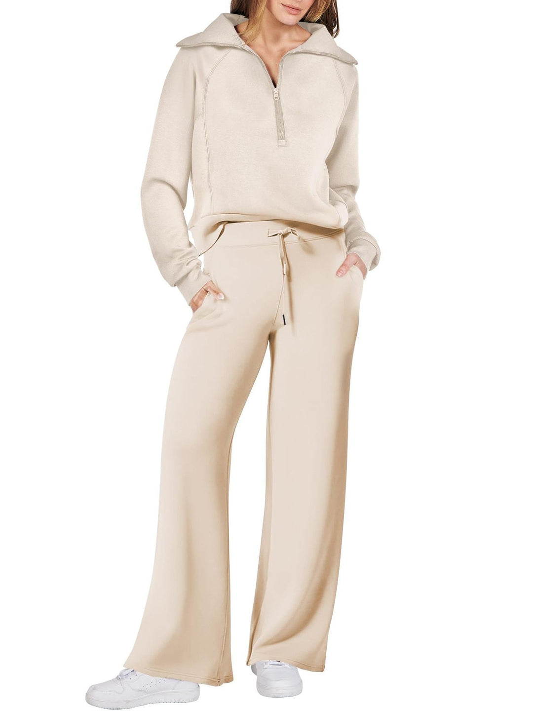 Sigfrid | Women's Pullover Top Sweat Set with Wide Leg Pants