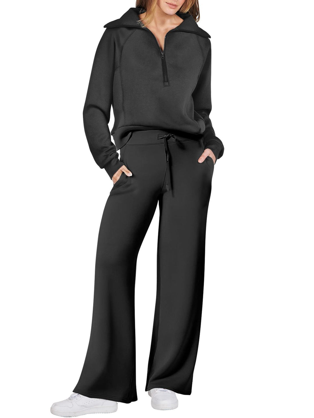 Sigfrid | Women's Pullover Top Sweat Set with Wide Leg Pants