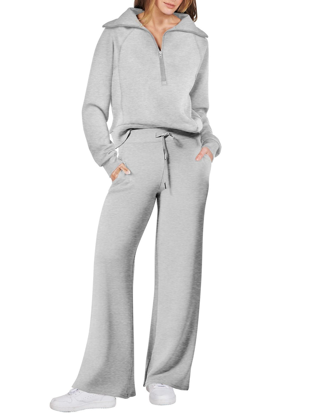Sigfrid | Women's Pullover Top Sweat Set with Wide Leg Pants