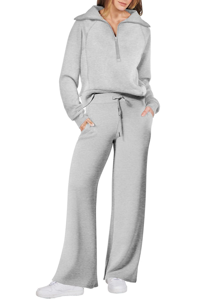 Sigfrid | Women's Pullover Top Sweat Set with Wide Leg Pants