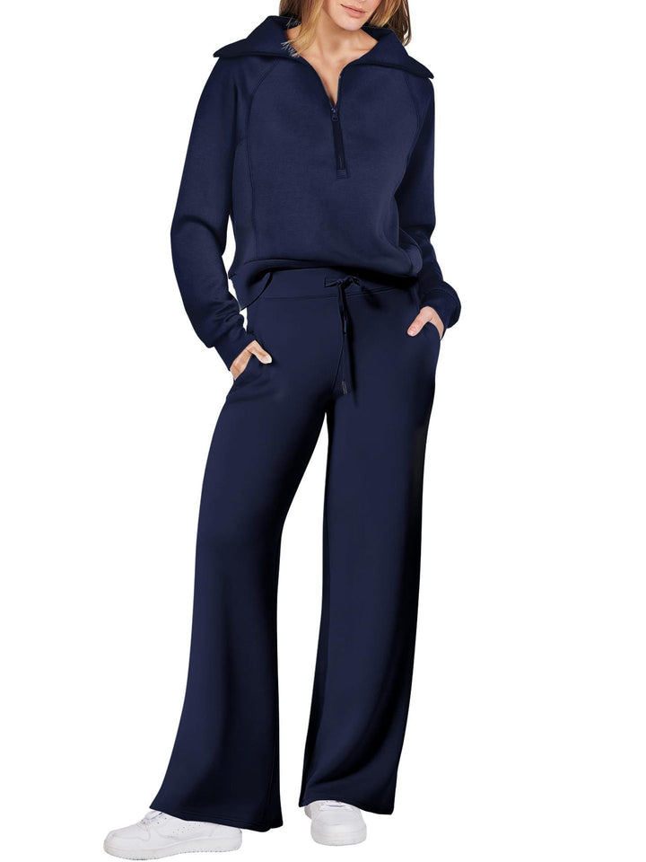 Sigfrid | Women's Pullover Top Sweat Set with Wide Leg Pants